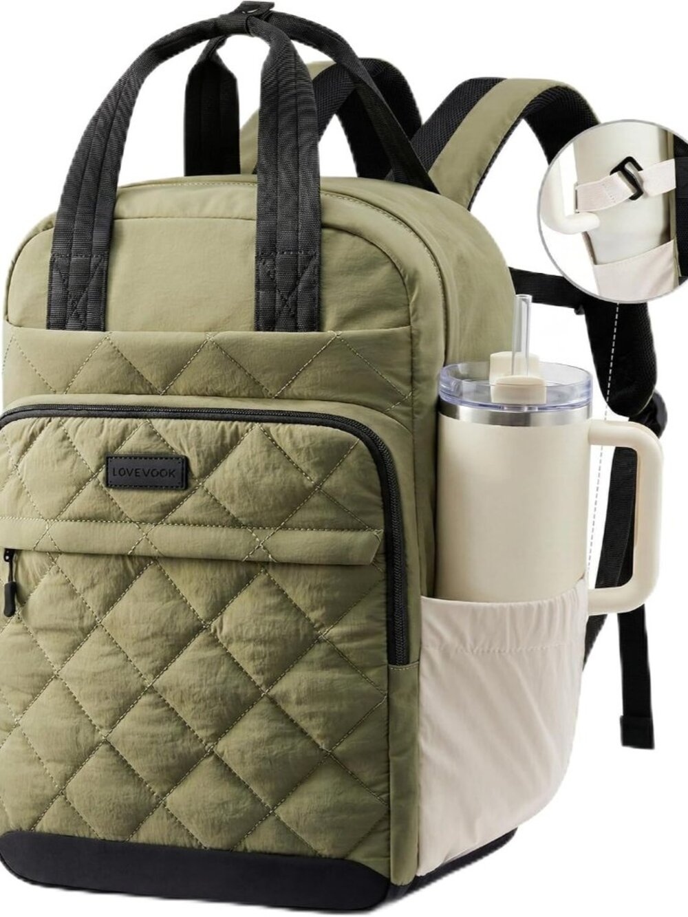 Puffer Backpack for Women Fits 15.6 Inch Laptop, Quilted Travel Backpacks Purse